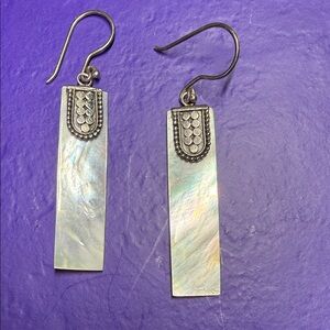 AT Indonesia Earrings Sterling Silver .925 Mother of Pearl  Signed